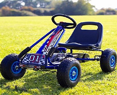 Nitro Rebo Extreme Air Pedal Go Kart, Air Tyres, Adjustable Seat, Handbrake (Blue)