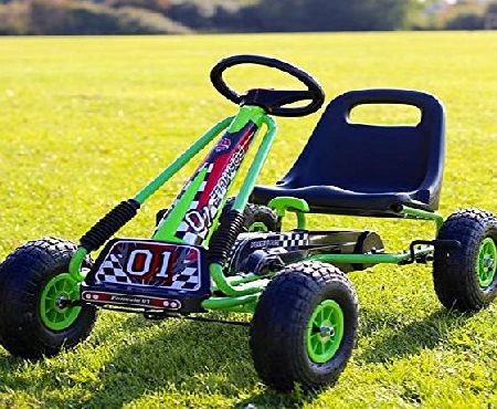 Nitro Rebo Extreme Air Pedal Go Kart, Air Tyres, Adjustable Seat, Handbrake (Green)