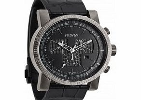 Nixon Mens Magnacon Leather II Black Gator Watch