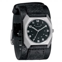 Mens Nixon The Scout Leather Watch Black