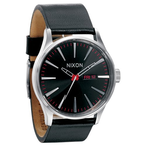 Nixon Mens Nixon The Sentry Leather Watch - A107 Black