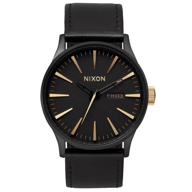Nixon Mens Nixon The Sentry Leather Watch - Matte