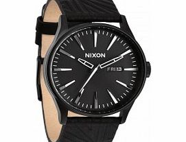 Nixon The Sentry Leather All Black Shadow Watch