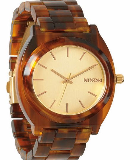 Womens Nixon Time Teller Acetate Watch - Gold
