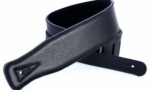No Bull Music Gear DBM Italian Leather Guitar Strap: Black Ultra Soft Strap (Up to 1.3m) for Electric / Acoustic / Bass
