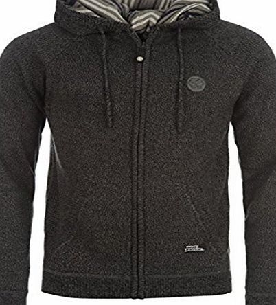 No Fear Mens Zipped Knitted Long Sleeves Cuffed Bottom Drawstring Hood Hoody Charcoal Marl L