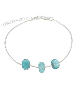 no Sterling Silver Blue Bead Anklet