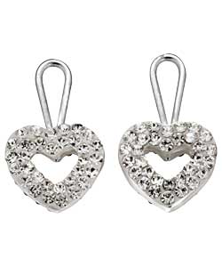 no Sterling Silver Crystal Heart Drop Charms - Set