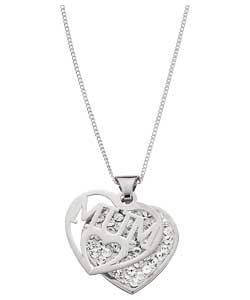 no Sterling Silver Crystal Heart Mum Pendant