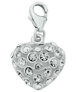 no Sterling Silver Crystal Set Heart Clip On Charm