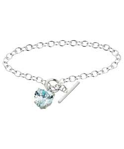 no Sterling Silver Cubic Zirconia Heart Charm T-Bar