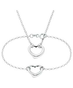 no Sterling Silver Open Heart Belcher Chain and