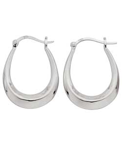 no Sterling Silver Polished Oval Creole Earrings