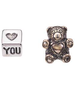 no Sterling Silver Teddy Bear and I Love You Charms