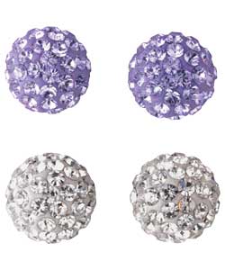 no Sterling Silver Violet and Clear Stud Earrings -