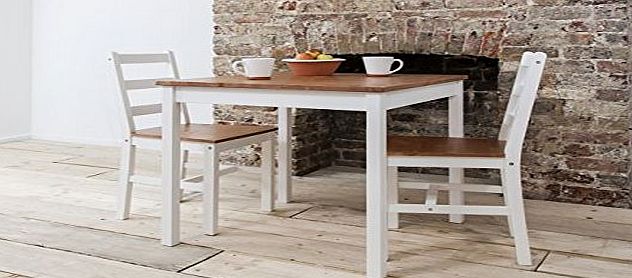Noa and Nani Dining Table and 2 Chairs , Dining Set Bistro (White amp; Natural Pine)