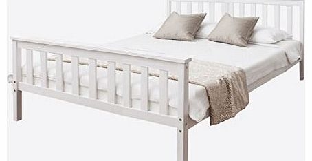 Double Bed in White 46 Double Bed Wooden Frame WHITE Dorset