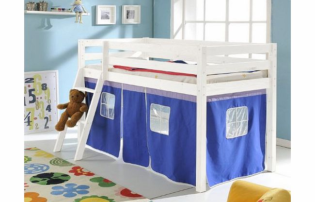Noa and Nani Junior Cabin Bed with BLUE Tent , Midsleeper Ontario in White