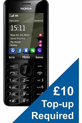 Virgin Nokia 206 Mobile Phone - Black