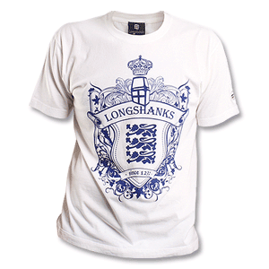 Longshanks Three Lions T-Shirt - White/Blue Logo
