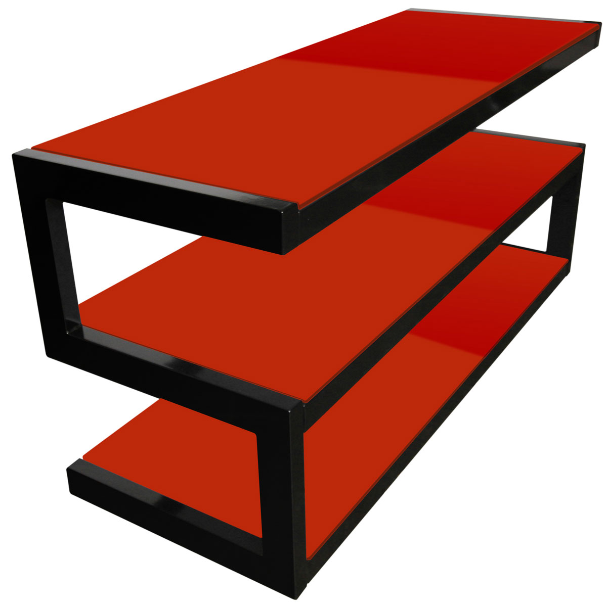 NorStone Esse Gloss Black and Red Glass TV Stand