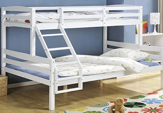 White Wooden Triple Bed Single over Double Bed , Triple Sleeper Hastings