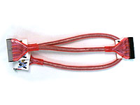 Round 90cm IDE ATA133 3 Head Cable UV Reactive Red
