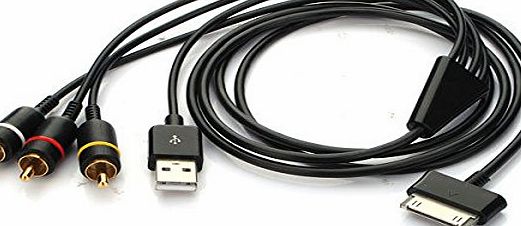 NoveltyThunder - New TV Video USB AV RCA Cable Cord Lead Connection Adaptor for Samsung Galaxy Tab P1000 7.0`` Inch to HDTV Display 1.5M 5FT (Only For P1000 Tablet, Does not work with other Models)