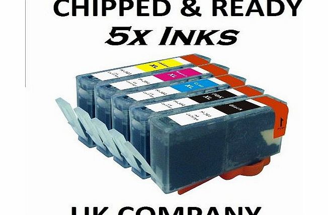 5x CHIPPED COMPATIBLE HP 364XL FULL SET INK CARTRIDGE HP364. B8550 C5324 C5380 C6324 C6380 D5460 C309n C309g C310a C309a C410b + ALL PRINTERS THAT TAKE HP 364 AND HAVE 5 CARTRIDGE SLOTS. A FULL SETS O