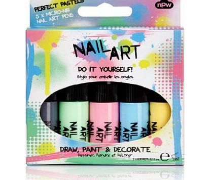 Pastel Nail Art Pens, Pack of 5, Multi