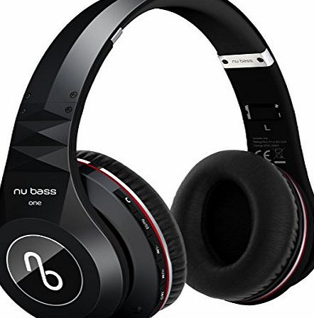 nu bass  One Portable Wireless Bluetooth Foldable Headphones in Black - 32GB MP3 Mode Plus Line In Cable - with Premium Embossed Carry Case amp; Gift Box