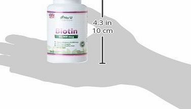 Nu U Biotin Hair Growth Supplement, 365 Tablets (Full Year Supply) Biotin 10,000MCG by Nu U Nutrition