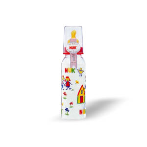 Decorated Feeding Bottle with Latex Teat - size: 250ml
