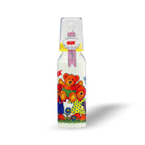Decorated Feeding Bottle with Silicone Teat - size: 250ml
