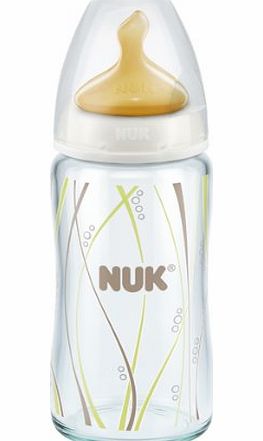 NUK First Choice 240ml Glass Feeding Bottle with Latex Teat (Size 1)