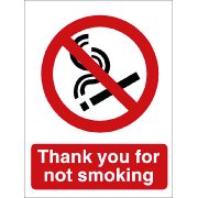Inch.Thank You For Not SmokingInch. PVC Sign