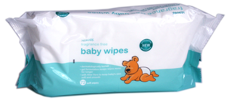 FRAGRANCE FREE Baby Wipes 72 (GREEN/WHITE