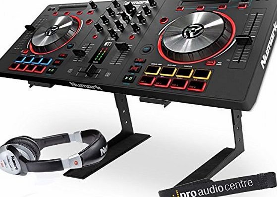 Numark Mixtrack Pro 3 Digital USB DJ Controller with Laptop Stand and Headphones