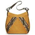 Leopard Trim Italian Brown Suede and Leather Hobo Bag