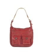 Red Dual Front Pocket Large Hobo Bag