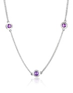 Amethyst Cubic Zirconia Sterling Silver Chain Necklace