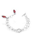 Red Cubic Zirconia Sterling Silver Charm Bracelet