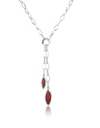 Red Cubic Zirconia Sterling Silver Drop Necklace