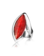 Red Cubic Zirconia Sterling Silver Fashion Ring