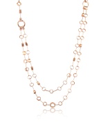 Rose Sterling Silver Cubic Zirconia Double Chain Necklace