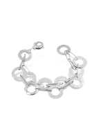 Nuovegioie Sterling Silver Hammered Circle Double Chain Bracelet