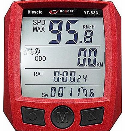 05 Red Bike Mini Computer Odometer Speedometer Waterproof for Cycling Bike Bicycle