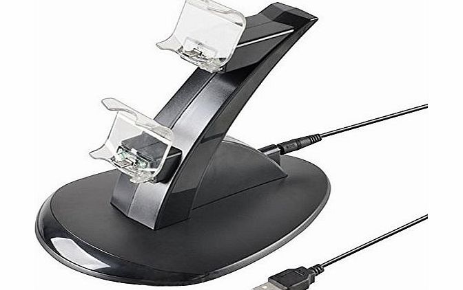 NuoYa 05 USB LED Charging Dock Station Stand for Dual Playstation 4 PS4 Game Controller (Include a Cycling Reflective Band as gift)
