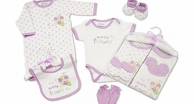 Nursery Time 5 Piece Baby Girl Gift Set Purple With Embroidery and Applique - 0/3 Months