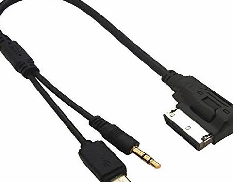 O2  AMI MDI MMI to Micro USB with Stereo 3.5mm Jack Audio AUX Adapter Car Cable Lead Cord For AUDI A1 A3 A4L A5 A6L A8 Q3 Q5 Q7 and Volkswagen Jetta/GTI/GLI/Passat/CC/Tiguan/Touareg/EOS